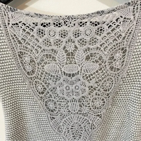 Rolla Coaster Y2K Light Grey Lace Knit Crop Top Size S - Picture 2 of 15